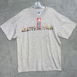 NOS‎ PEANUTS T Shirt Men's Size L Gray Charlie Brown Snoopy Gang Christmas X-Mas
